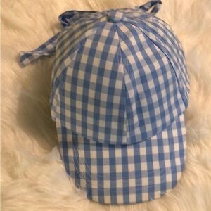 Blue and White Gingham Cap